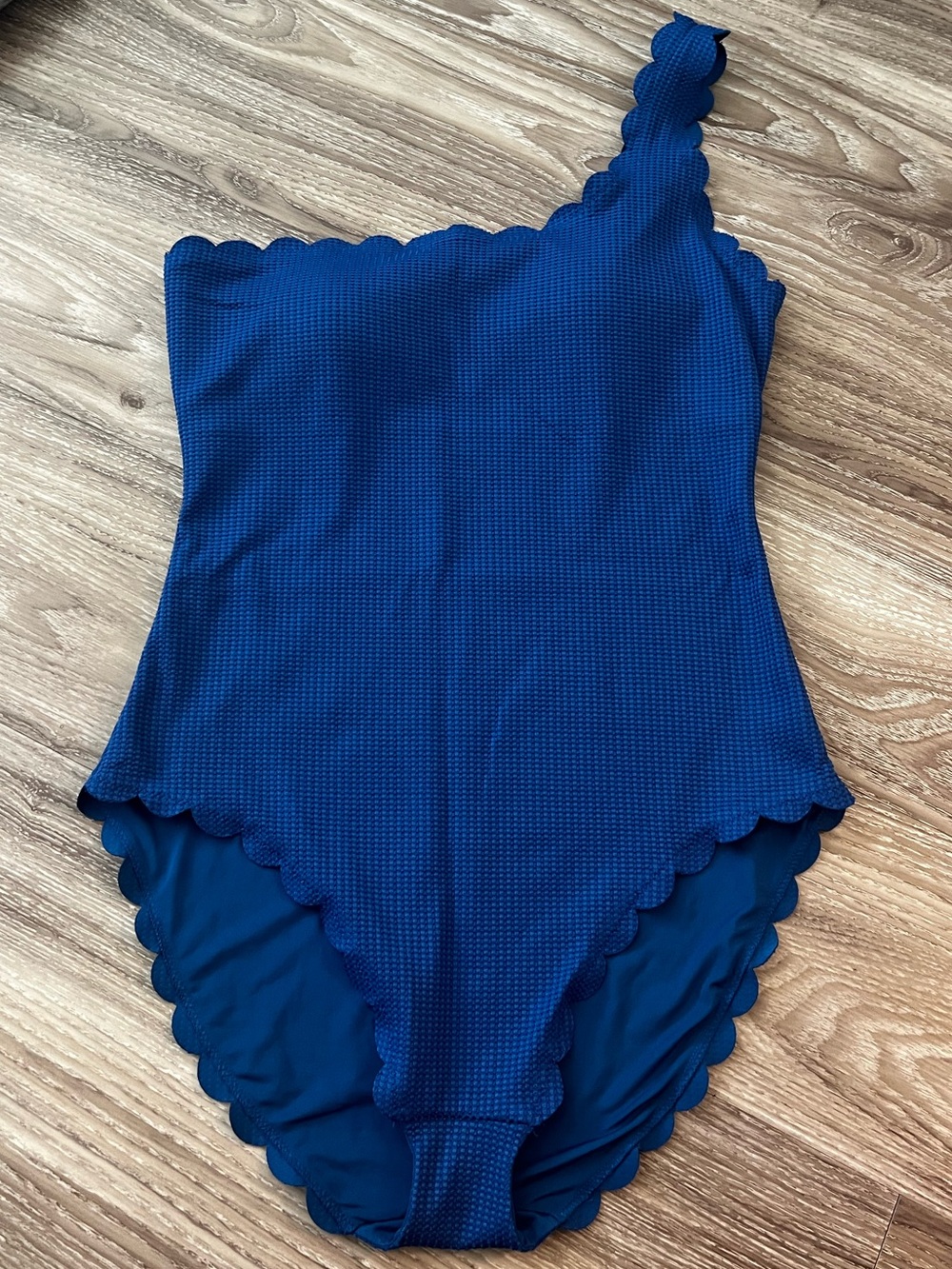 Aerie One Shoulder Scalloped Royal Blue One Piece swimsuit size large